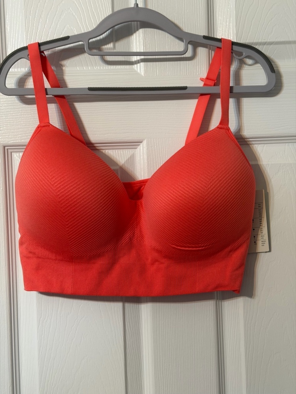 All in Motion Light Red Ribbed Longline Sports Bra Size XL Racerback Adjustable